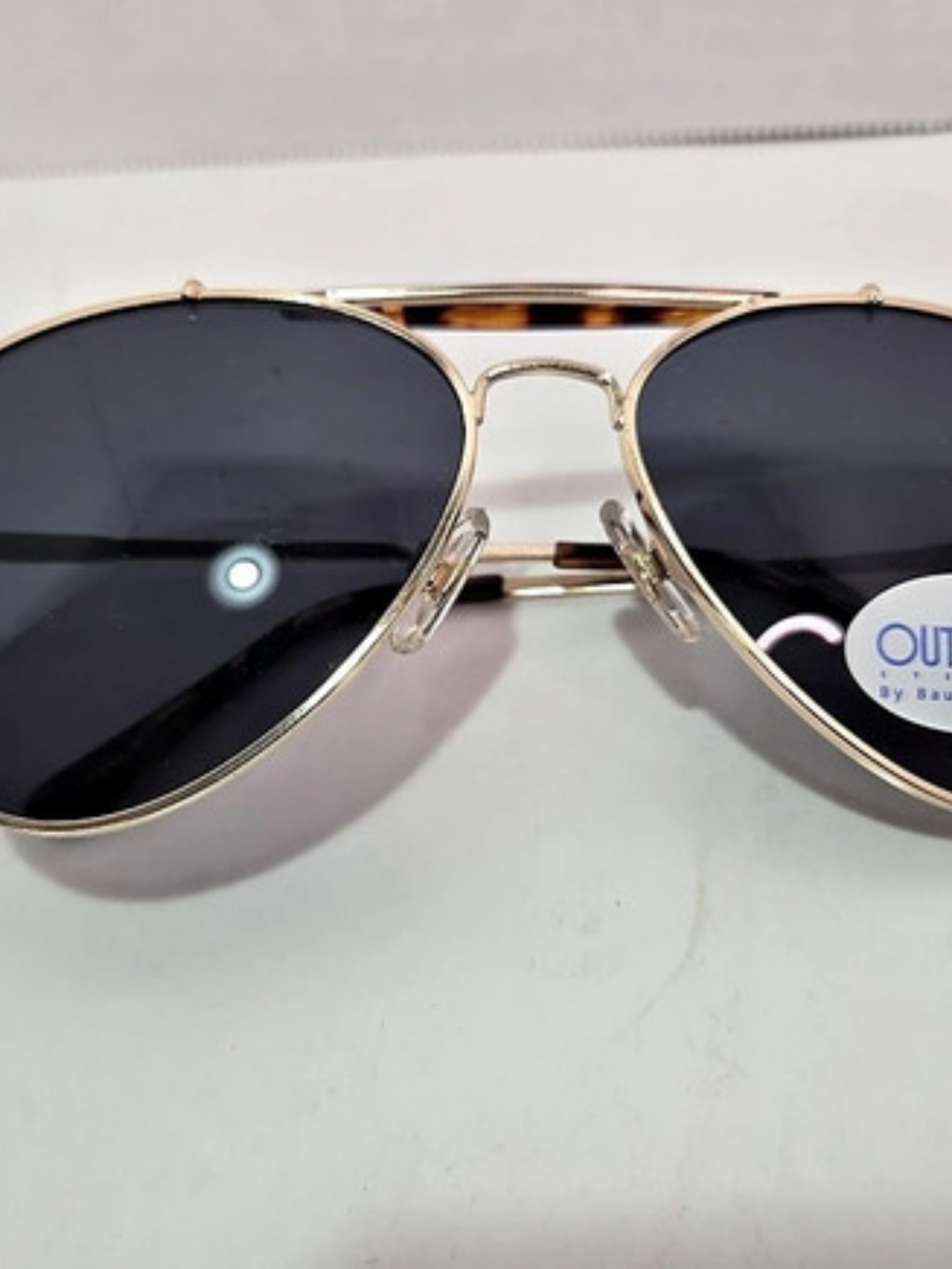 New Vintage Bausch & Lomb Outlook Aviator Sunglasses Gold Tortoiseshell
